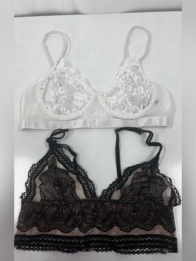 Victoria's Secret White Lace Bralette & Black Lace Bralette Duo